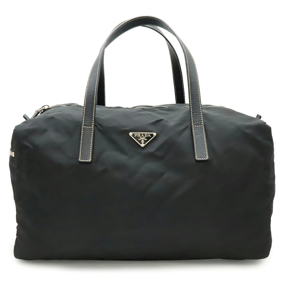 Prada handbag Boston bag shoulder tote leather black Nero Black